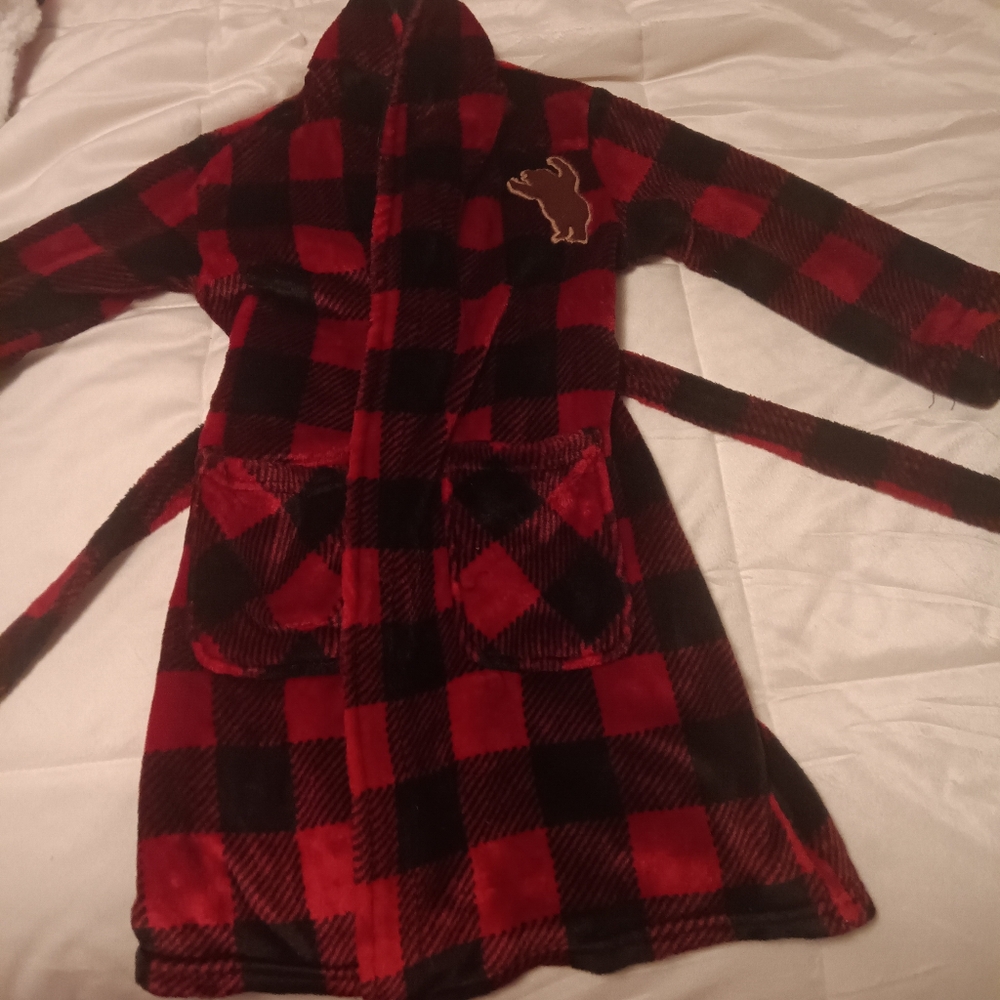 5/6 unisex buffalo plaid ultra soft Sherpa robe